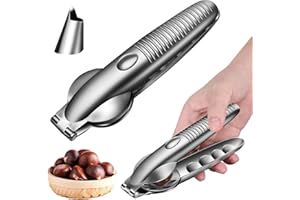 Chestnut Cutter with 2 Finger Guard Plier,Stainless Steel Chestnut Cracker,Walnut Hazelnut Pecan Nut Cracker Opener Clip Peel