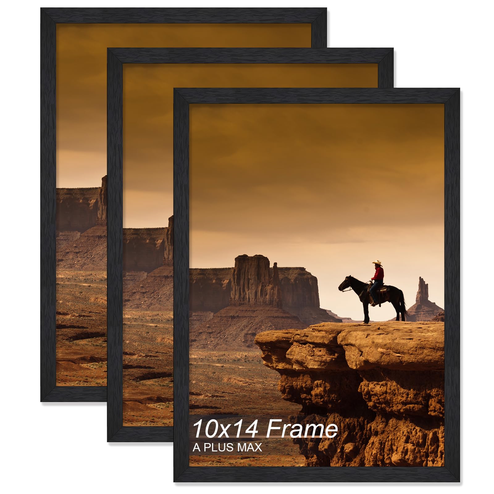 A PLUS MAX 10x14 Picture Frame Set of 3, Black