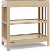 Graco Teddi Changing Table with Water-Resistant Changing Pad (Driftwood) - GREENGUARD Gold Certified, 2 Open Shelves, Include