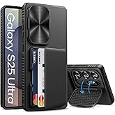 SIXBOX for Samsung Galaxy S25 Ultra Case Wallet, Built-in Stand & Card Holder & Camera Cover, Full Body Protective Rugged Multifunctional Wallet Kickstand Phone Cover Case for S25 Ultra 2025, Black