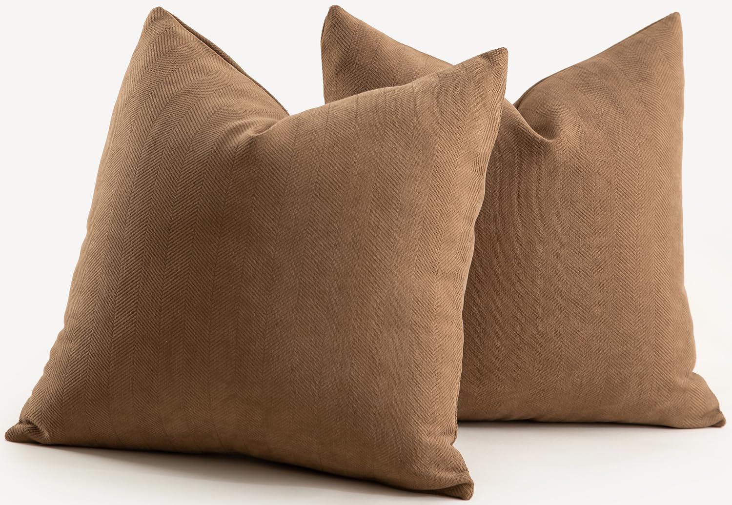 Mandioo Pack of 2 Chenille Cushion Covers Soft Comfortable Durable Throw Pillow Cases for Home Decor Sofa Couch Living Room Bedroom 16 x 16 Inch 40x40 cm Brown