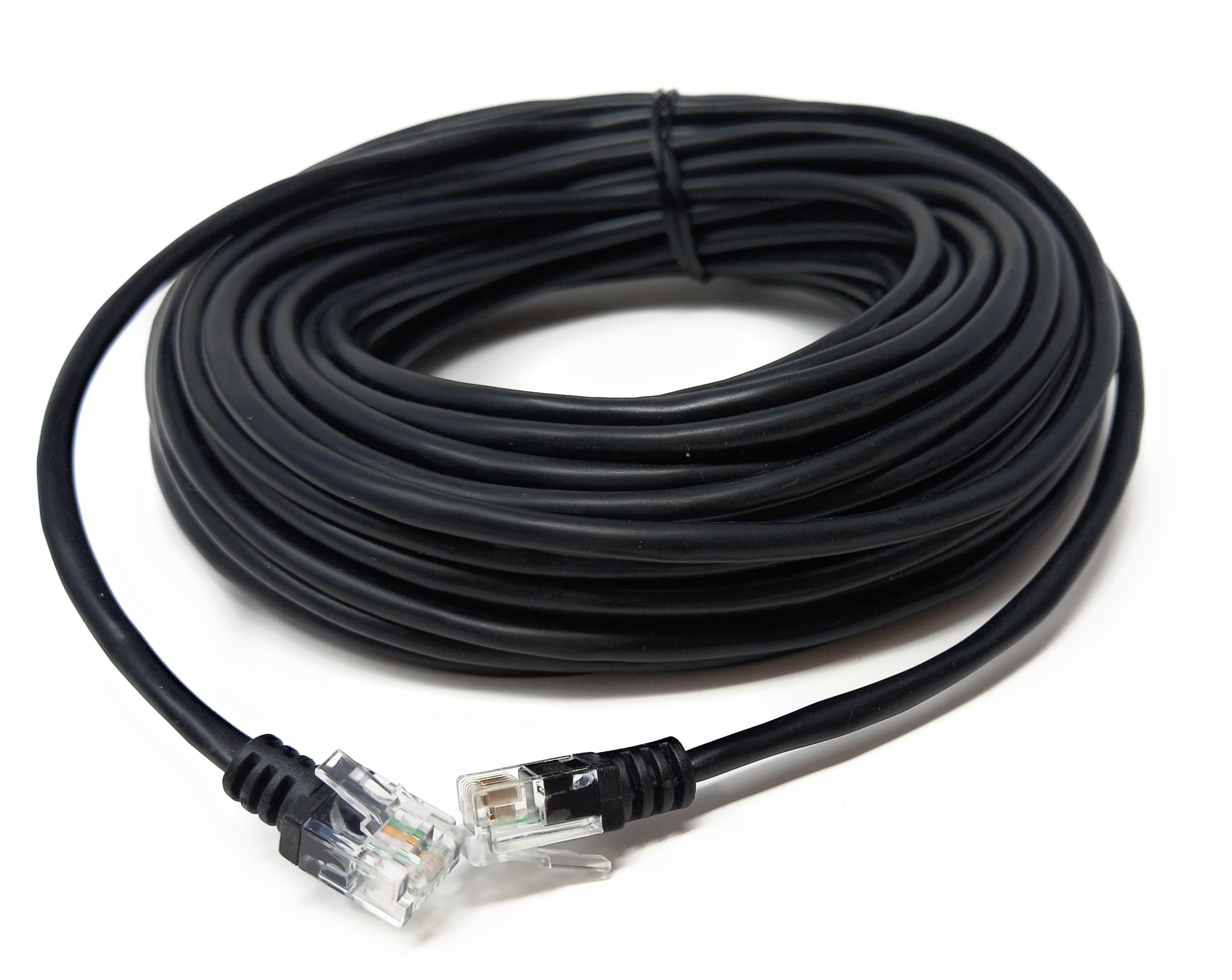 DRUT 15m RJ11 to RJ11 ADSL 2 High Speed Broadband Modem Telephone Cable Transmits Data Up to 100 Mbits/sec, 26 AWG Supports Analogue or Digital (DSL/ISDN) Applications 50ft Black