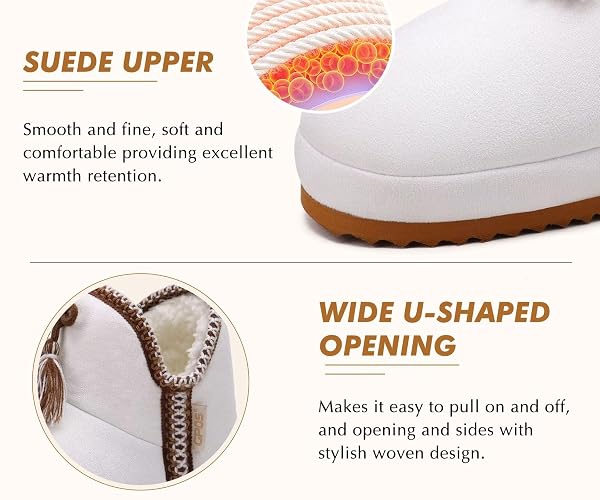 GPOS WOMENS HOUSE SUEDE BOOTIE SLIPPERS FUZZY PLUSH LINING WINTER LADIES WARM FLUFF SLIPPERS COZY MEMORY FOAM ORTHOTIC ARCH SUPPORT PLANTAR FASCIITIS HOME SHOES FOR INDOOR OUTDOOR WHITE SIZE 10