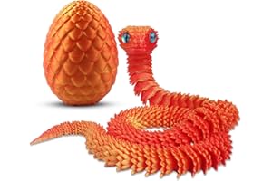 byojia 3D Printed Snake Toys, 23.6'' Large Size Snake Eggs with Flexible 3D Articulated Snake Inside, Eco-Friendly Fidget ADHD Snake Toys, 3D Printed Animals Perfect for Desk Pet for Easter (Red)