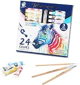 TBC The Best Crafts Watercolour Paint Set 24x12ml Tubes with 3 Brushes view 1