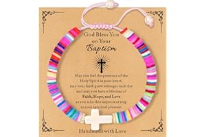 TOLOWOBK Baptism Gifts for Girl Kids Cross Bracelet Baptism Bracelet Card Christian Gifts Great Catholic Gifts Christening Gifts Faith Bracelets for Women Girls Daughter Granddaughter Niece Sister