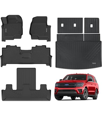 HoMPLEX All-Weather Floor Mats For Toyota Sequoia 2023-2025 (7 Seats) - TPE Rubber Cargo Liner Set