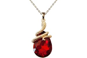 Navachi 18k Gold Plated Water Drop Crystal Multicolor Zircon Snake Pendant Necklace 16"+2"…