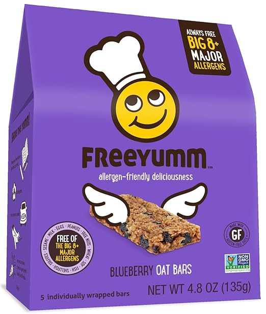 FreeYumm Blueberry Oat Bars, 15 Total Bars (Nut Free Gluten Free)
