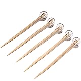 BambooMN Brand - Decorative Ball End Bamboo Picks - 3" (7.62cm) - Clear, 100pcs