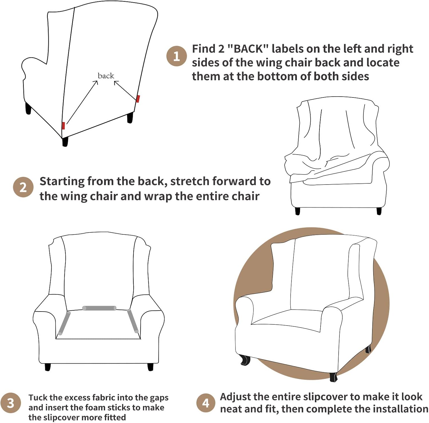 JIVINER Super Stretch Wingback Chair Slipcover 1-Piece Soft Spandex Jacquard Wing Chair Cover Living Room Slipcovers for Wingback Chairs with Foam Rods (Wingback Chair, Peacock Blue): Home & Kitchen