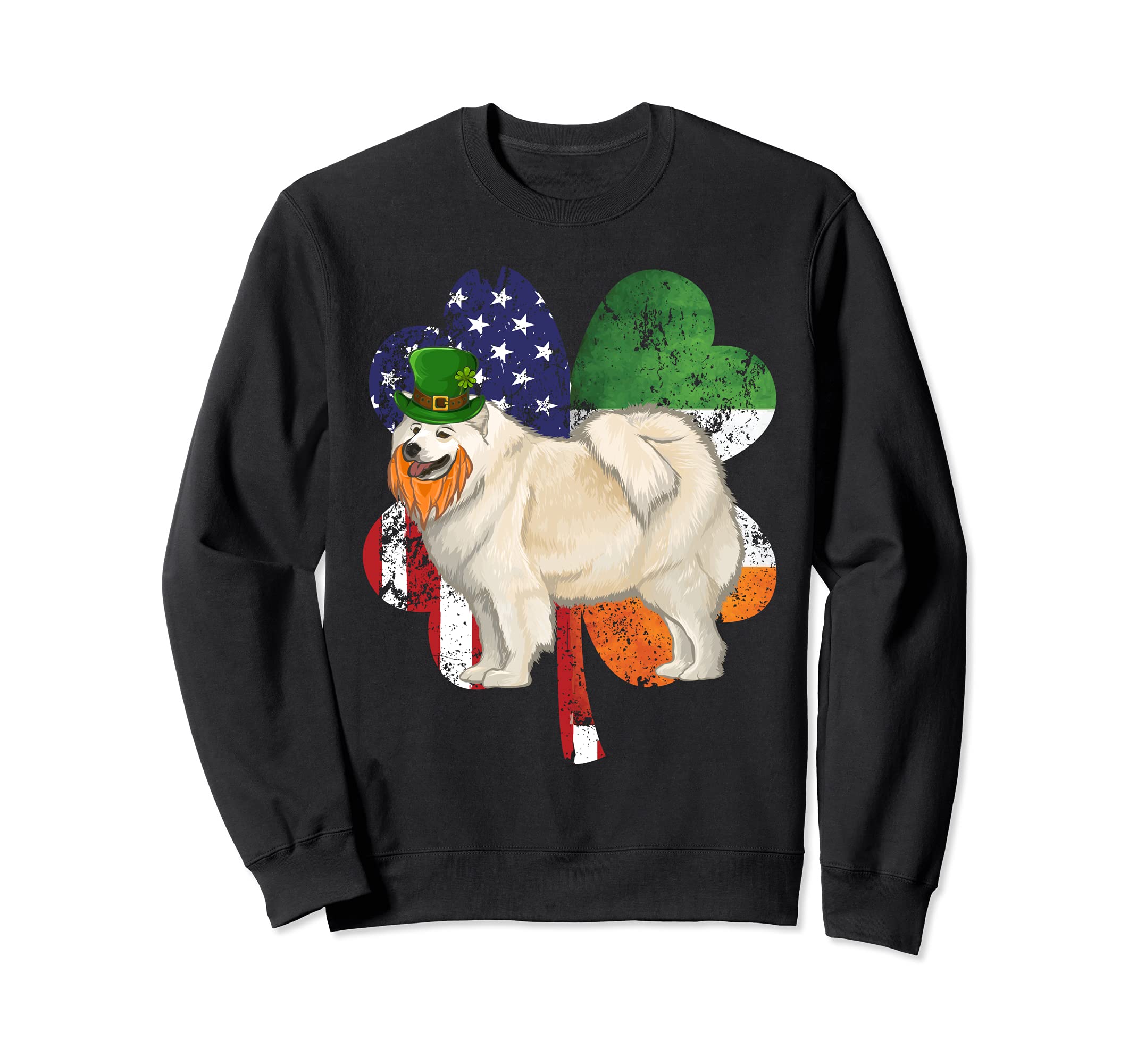 St Patricks Day Irish American Flag Samoyed Dog Sweatshirt