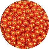 200pcs 10mm Pearl Beads Satin Luste Round Loose Plastic Pearl Craft Beads for Jewelry Making Earring Bracelet Necklace Key Chains Sewing Crafts Decoration (Orange)