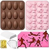 Didaey 3 Pcs Football Silicone Mold Football Chocolate Candy Cake Pop Mold with Sticks Treat Bag Chocolate, Candy, Cake Pan for Home Party Baking