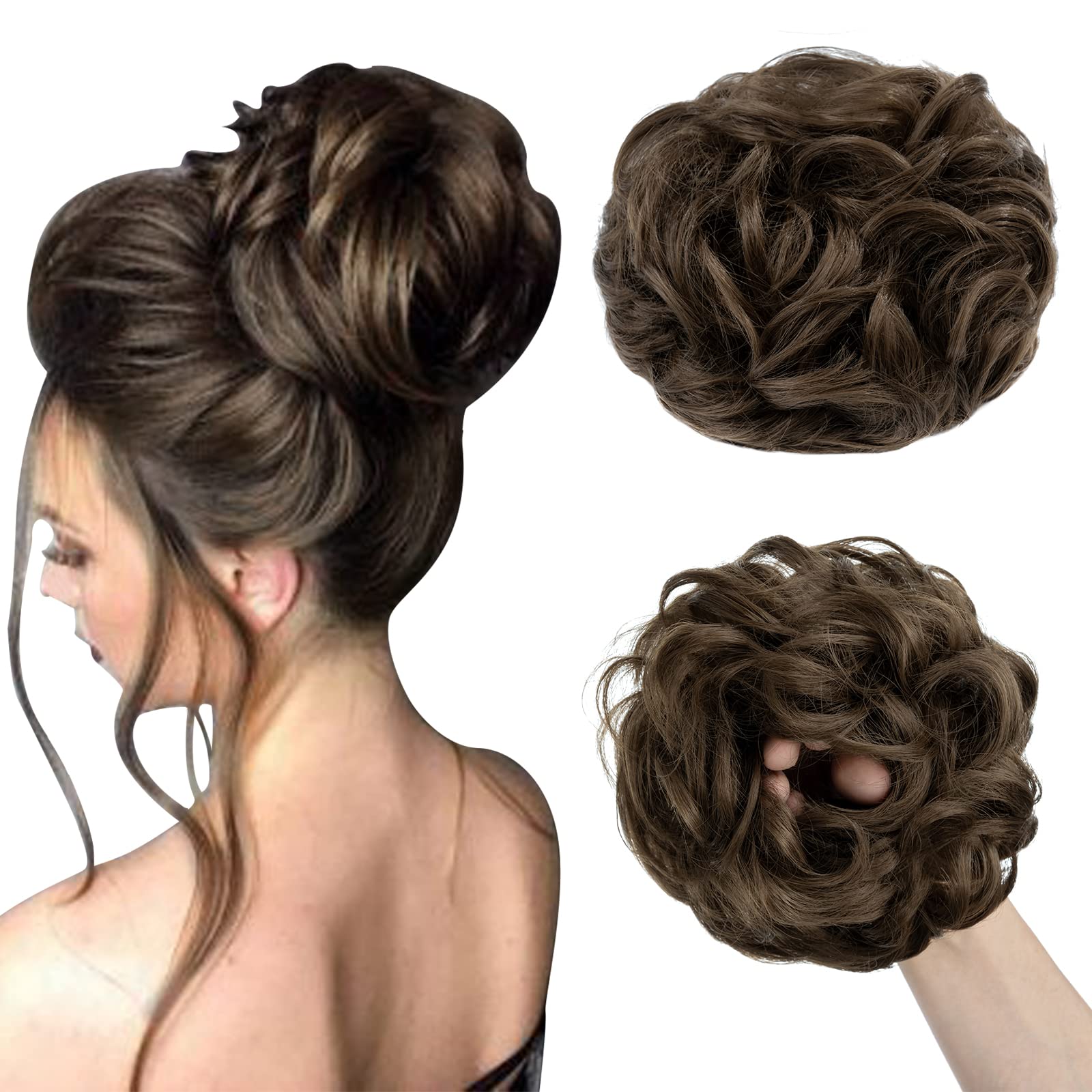 Rich Choices Messy Bun Hair Piece Fake Hair Bun Hair Scrunchies for Women Hair Buns Hair Piece Messy Bun Hair Bun For Women - Dark Ash Brown