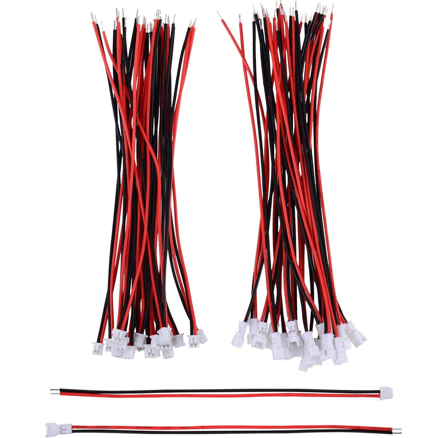 20 Pairs 1.25 mm JST 2 Pin Micro Electrical Male and Female Connector Plug with 10 cm Wire Cable