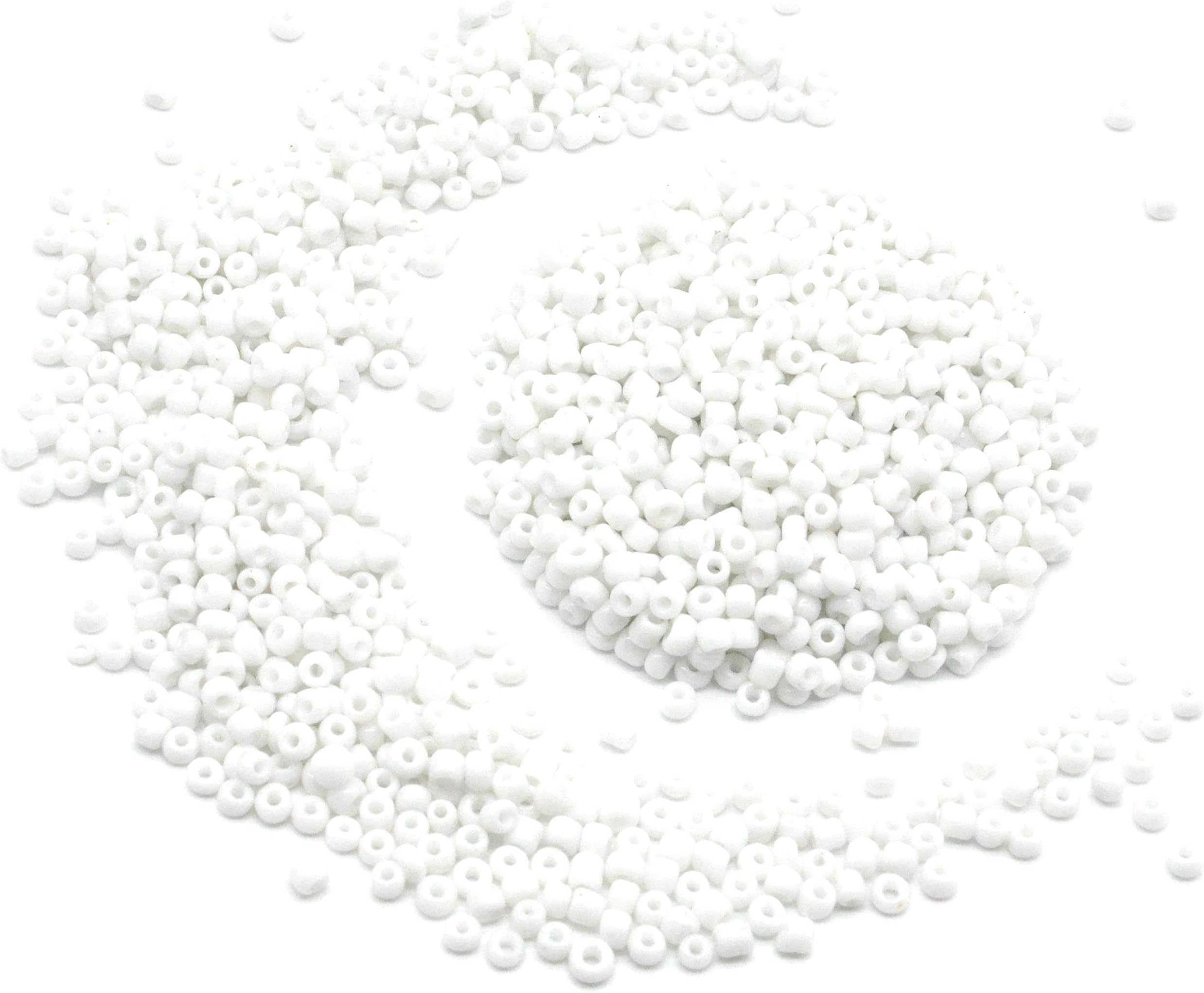 Catotrem Glass Seeds Beads Small Pony Beads Multi Colors Loose Beads for Jewelry Making(2mm/50Gr/3100Pcs) White