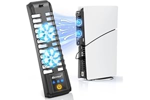 Nepagz Cooling Fan for 5 Slim Console(Digital/Disc), Upgraded Quiet Cooler Fan with 3 Adjustable Fans, Cooler with Touch Screen and Extra USB HUB, Efficient Cooling Fan for 5 Slim Console