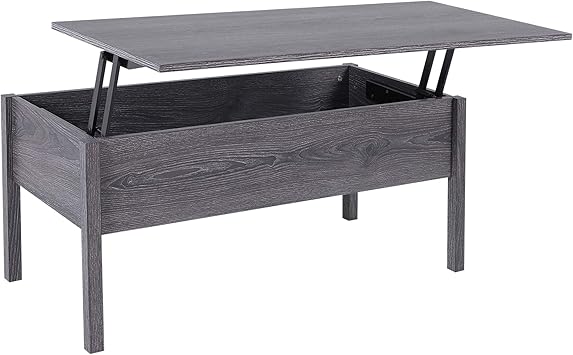 Amazon Com Homcom 39 Modern Lift Top Coffee Table Desk With Storage Light Grey Woodgrain Home Kitchen