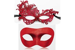 Aqearl Couple Masquerade Mask for Women Men Venetian Mask Halloween Mask for Party Prom Ball Costume Lace Mask