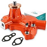 Aluminum SBC Small Block Short Water Pump (C&amp;U Bearing) For Chevy 283 350 | AULINK High Volume Water Pump (Bronze Impeller, ZINC RED) For Chevrolet GM 265 267 302 305 307 327 400 Chrome