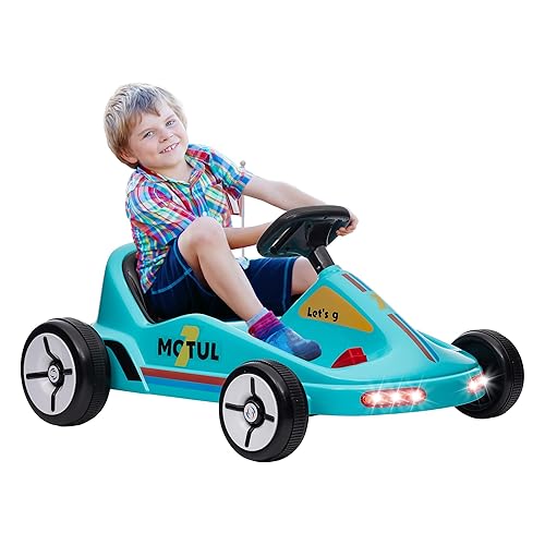 AIYAPLAY Electric Go Kart, 6V Battery Powered Kids Go Kart with Music, Light, Horn, Kids, Ride on Car for 3-5 Years, Blue