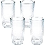 Tervis Made in USA Double Walled Clear & Colorful Tabletop Insulated Tumbler Cup Keeps Drinks Cold & Hot, 16oz - 4pk, Clear