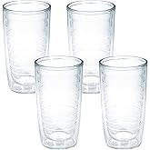 Tervis Clear & Colorful Tabletop Made in USA Double Walled Insulated Tumbler Travel Cup Keeps Drinks Cold & Hot, 16oz - 4pk, Clear