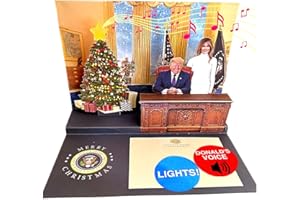OUR FRIENDLY FOREST Donald Trump Christmas Pop-Up Card in the Oval Office – Hear Trump's Real Voice Say “Merry Christmas!” with Festive Lights & Music, Funny Holiday Popup Card, Political Gag Gift for Men & Women