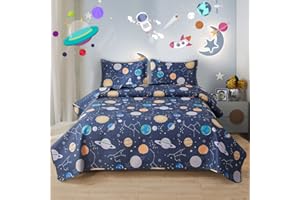 Oliven Space Bedding Quilt Full/Queen Size Galaxy Bedspread Summer Astronomical Constellation Planet Bed Cover Kids Bed Covelet Lightweight Universe Blanket
