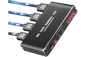 avedio links HDMI 2.1 Splitter 8K@60Hz, HDMI Splitter 1 in 3 Out 4K@120Hz, 1×3 HDMI Splitter for Multiple Monitors(Only Copy Input Screen), HDMI Splitter for Gaming Support 48Gbps, HDCP 2.3， RGB 4:4:4