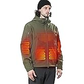 DEWBU Heated Jacket for Men with 12V Battery Pack Winter Outdoor Soft Shell Electric Heating Coat