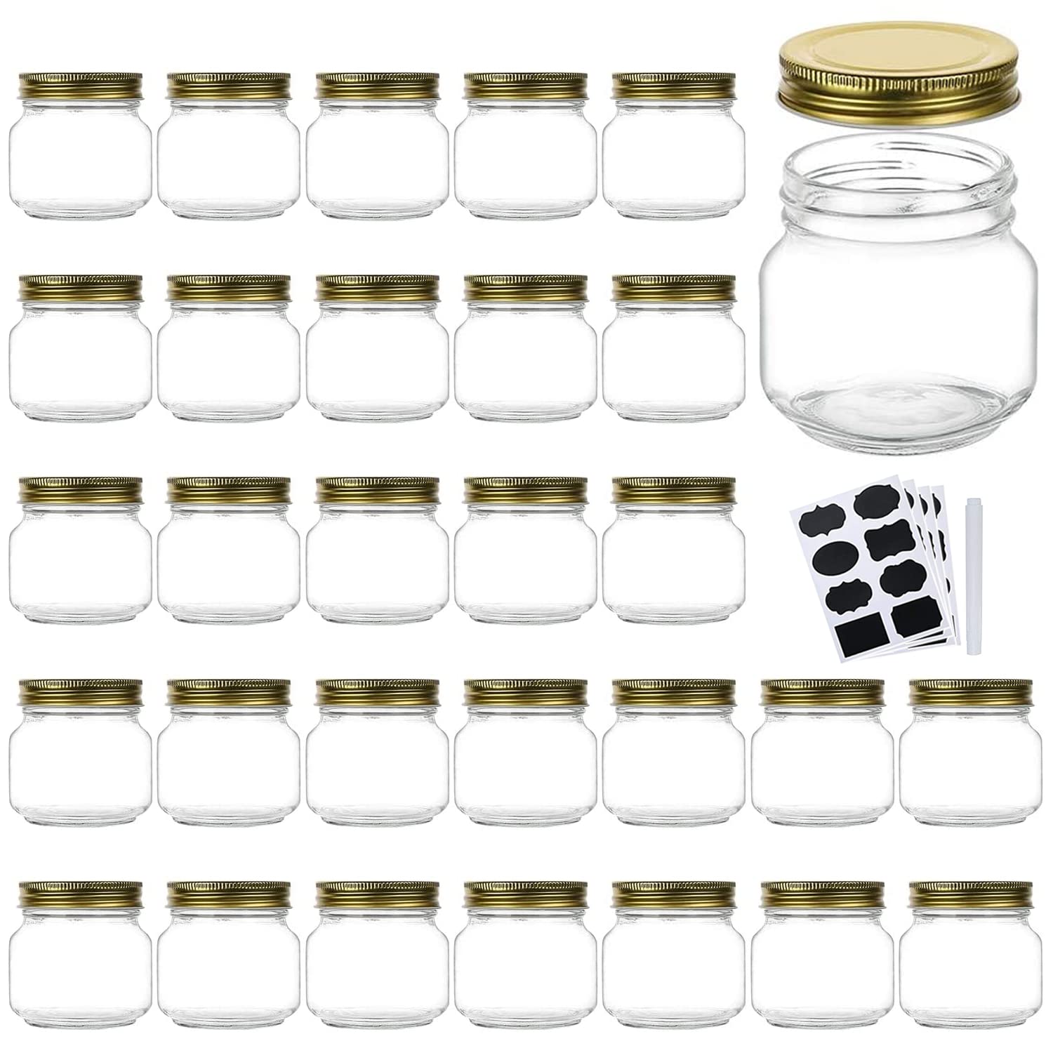 Photo 1 of Encheng 8 oz Glass Jars With Lids, Ball Regular Mouth Mason Jars For Storage,Pickles Canning Jars For Caviar,Herb,Jelly,Jams,Honey,Glass Storage Jars For Kitchen Dishware Safe,Set Of 30