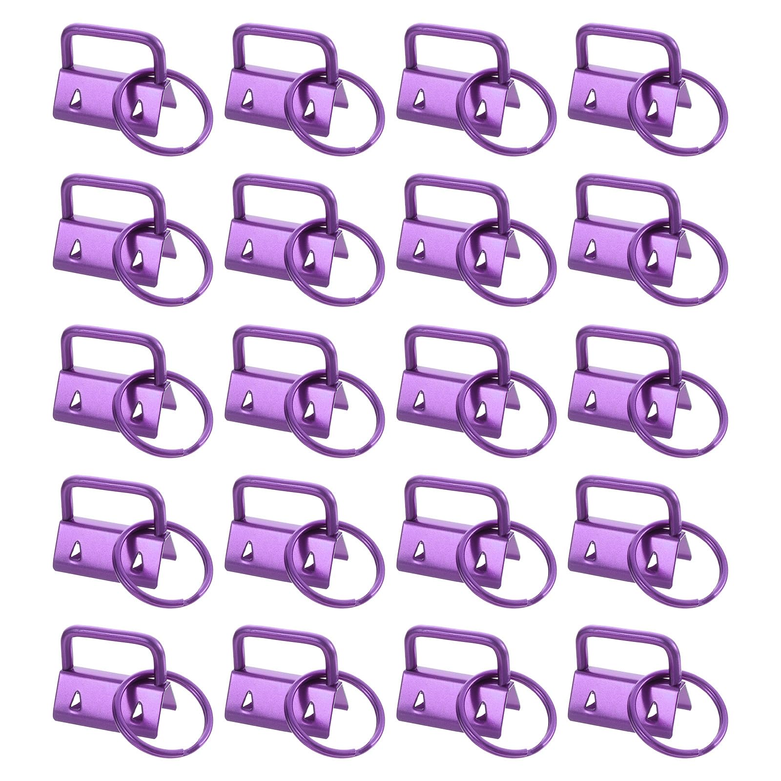 uxcell 20Pcs 25mm/ 1-inch Key Fob Hardware with Keychain Ring for Bag Webbing Wristlets, Lanyards, Purple