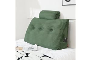 Rycwola Headboard Wedge Pillow with 2 Pack Neck Roll Pillow Large Headboard Pillow Soft and Supportive with Removable Cover (sage Green, Twin: 39x8x20 Inches)