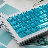 GUUKEY Frosted Translucent Keycaps Set, Crystal PC 115 Keys, Cherry Profile, Shine-Through Design, Compatible with 60-104 Key MX Mechanical Keyboards (Blue)