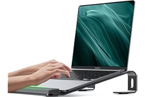 JCZT Aluminum Laptop Stand, Notebook Stand with Wrist Rest, Ergonomic Detachable Laptop Mount, Computer Stand Compatible with 10-17'' All Laptops Such as MacBook Air Pro/HP/Dell/Lenovo, Black