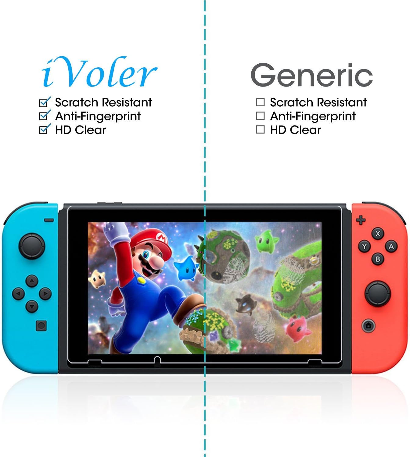 [3 Pack] Screen Protector Tempered Glass for Nintendo Switch, iVoler Transparent HD Clear Anti-Scratch Screen Protector Compatible Nintendo Switch: Electronics