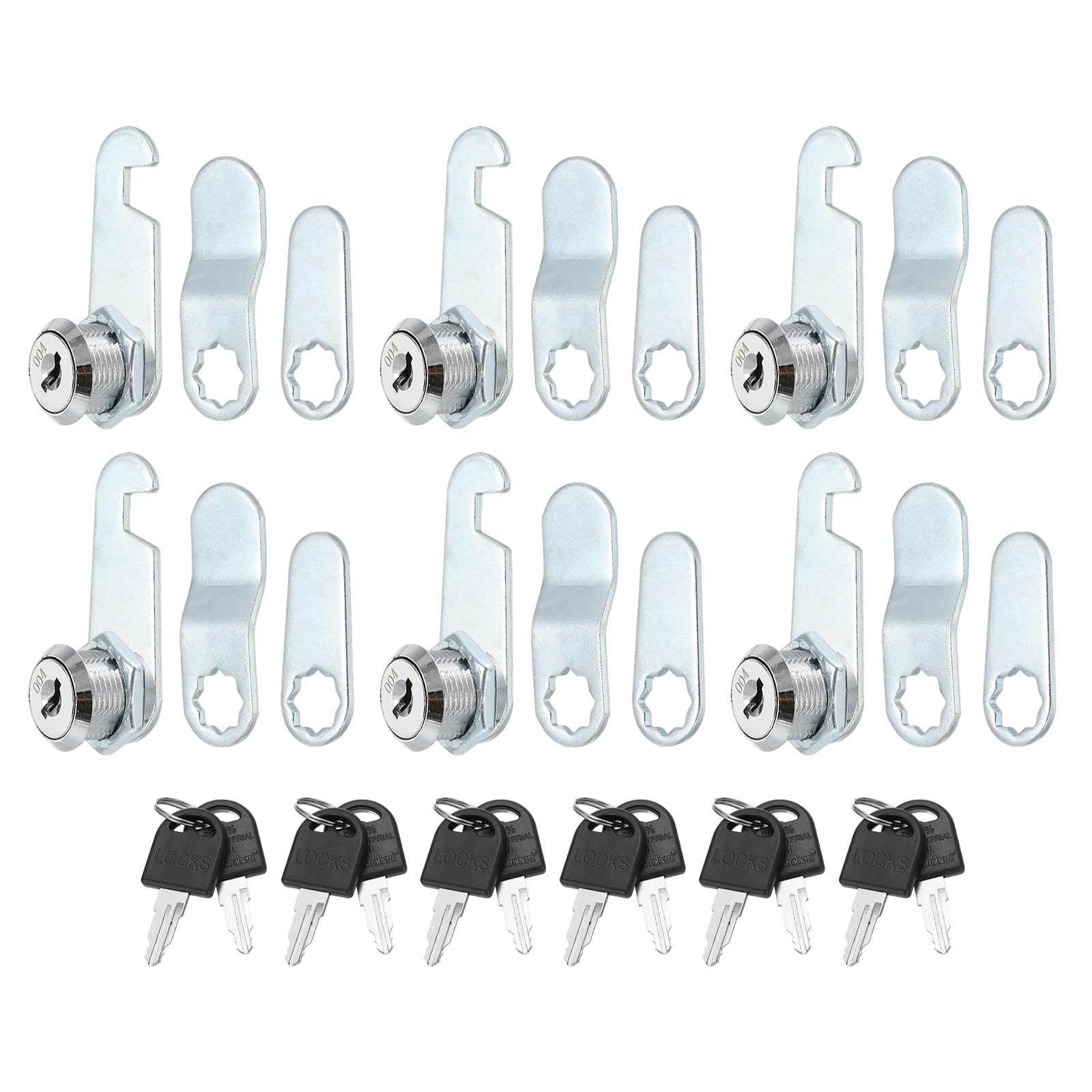 PATIKIL 5/8" Cam Lock with Keys, 6 Pack Zinc Alloy Keyed Different Cabinet Cam Lock Set RV Storage Lock for File Drawer Mailbox Toolbox, Silver Tone