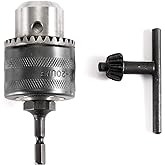 BlueNatHxRPR 1/2"(13mm) Drill Chuck with 1/4" Quick Change Hex Drive and Wrench to Drill