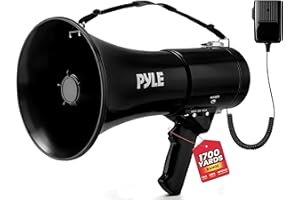 Pyle Megaphone - 50W Bullhorn with Siren & Volume Control, AUX Input for Streaming Music – Loud & Clear for Sports, Events, &
