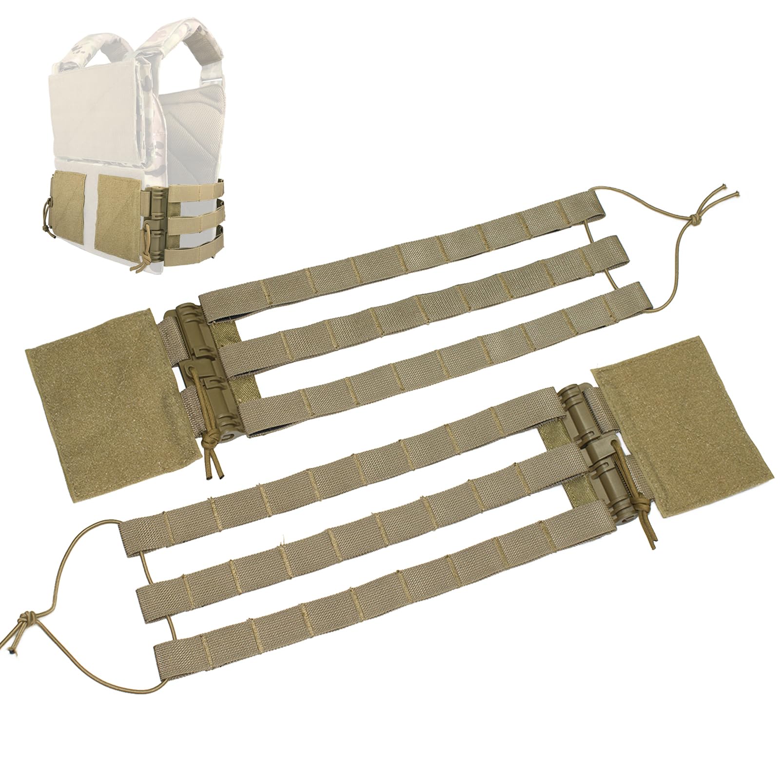 Photo 1 of DCOFXGM Tactical Skeletal Quick Release Cummerbund for Molle Vest Three-Band Plate Carrier Cummerbund Quick Disconnect Buckles Mounting Strap (Khaki)