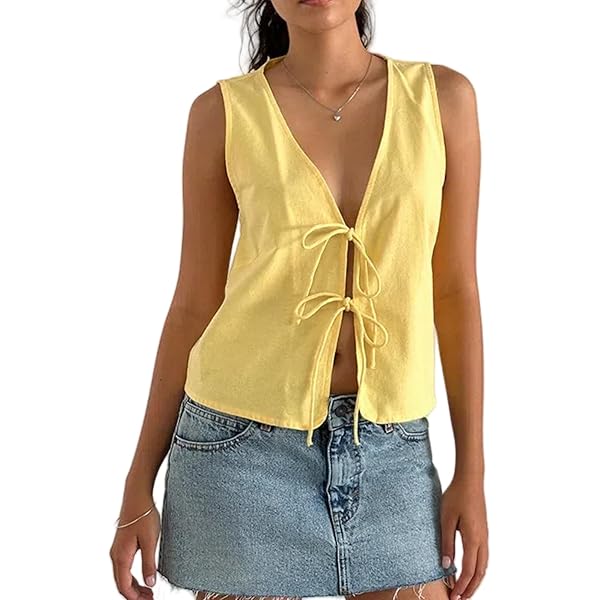 Amazon Blusa Con Cordones Al Frente Camisa Vaquera Mujer Camiseta