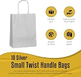Thepaperbagstore 10 Silver Small Paper Bags With Handles 18x22x8cm view 2