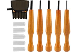 5 Pcs Linocut Carving Tools Set with Storage Bag - Triangular Linoleum & Wood Carving Knife Chisel V Shaped Tools for Linocut