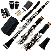 Funion B Flat Clarinet Set 17 Keys Clarinet Nickel Plated Keys Bb Clarinet With 2 Barrels Case Polishing Cloth Mouthpiece Kit