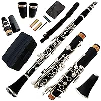 Funion B Flat Clarinet Set 17 Keys Clarinet Nickel Plated Keys Bb Clarinet With 2 Barrels Case Polishing Cloth Mouthpiece Kit