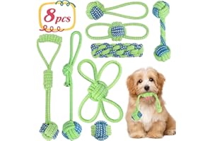 ETACCU 8 Pack Dog Rope Toys for Puppy & Small Dogs ， Puppy Rope Toy for Aggressive Chewers, Indestructible，Keeping Dogs from Being Bored- Green