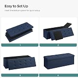 SONGMICS MAZIE Storage Ottoman Bench 110 cm Folding Foot Rest Dark Blue view 8