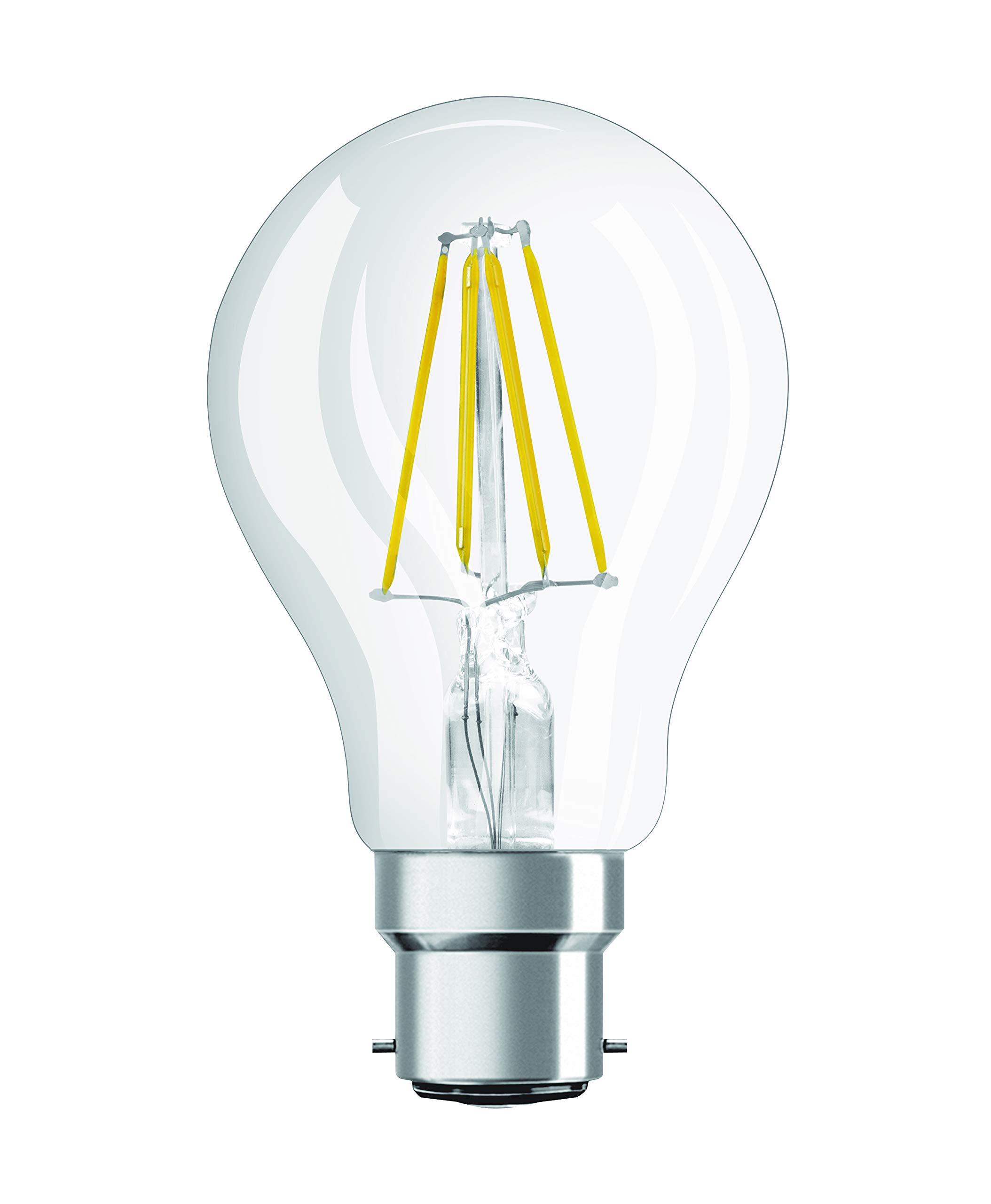 OSRAM LED Retrofit CLASSIC A/LED lamp, classic bulb shape: B22d, 4 W, 220…240 V, 40 W replacement, clear, Warm White, 2700 K, 1pack